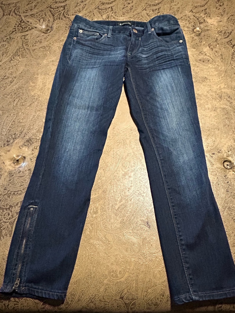 Express Dark Indigo ankle Leg Jeans zipper ankles